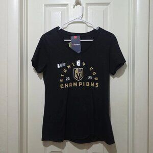 Fanatics Women’s S Vegas Golden Knights 2023 Stanley Cup Champions V-Neck Tee